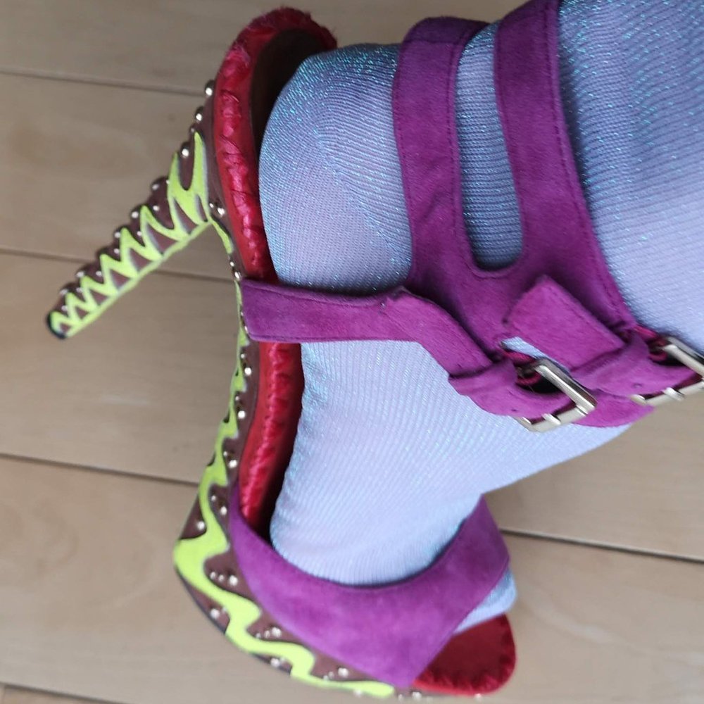 Hot Pink and Neon Suede Stiletto - size 10
